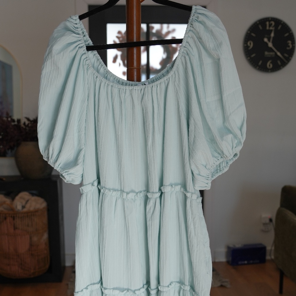 Eva Maxi Tiered Dress in Sky Blue